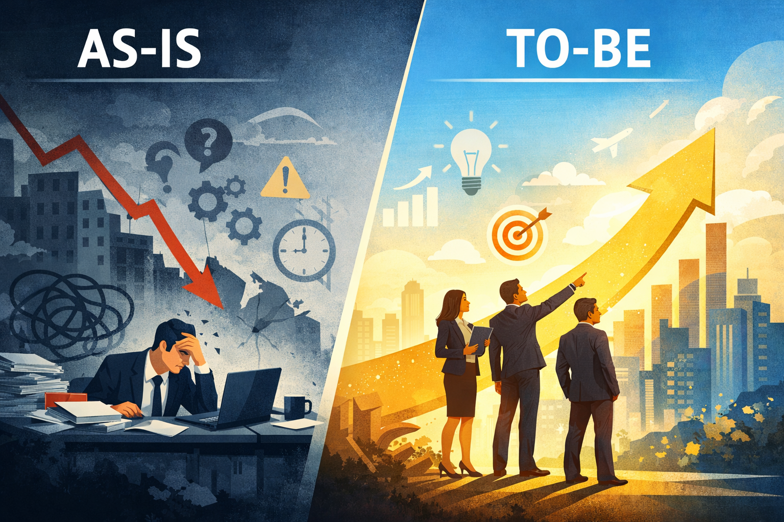 AS-IS／TO-BEがうまくいかない理由とは何か。形骸化・数値差止まり・外部環境帰属の罠を解説し、構造と因果に踏み込む再設計によって利益につなげる実践的な使い方を整理します。