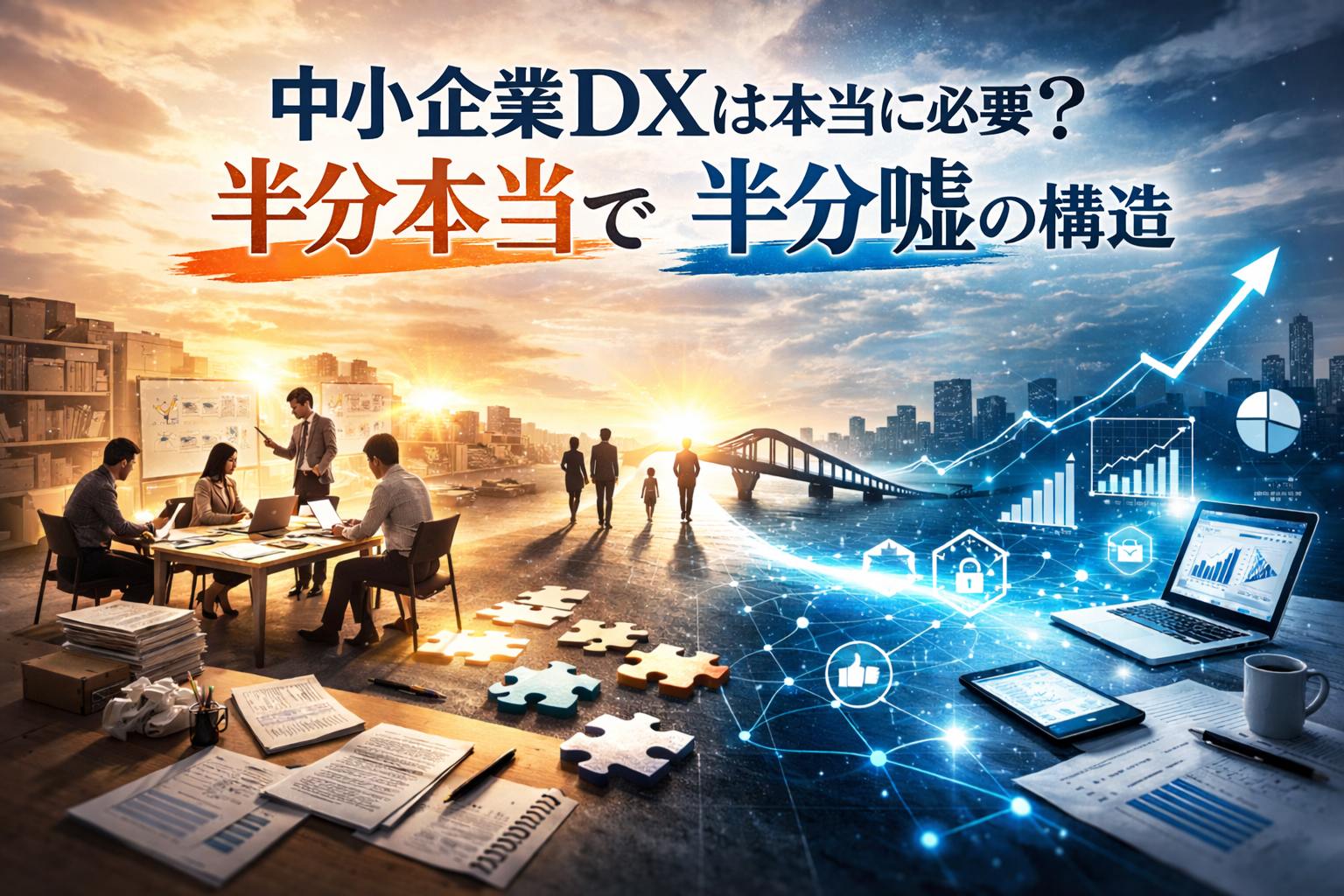 中小企業にこそDX推進は必要と言われますが、それは半分本当で半分嘘です。本記事では中小企業DXの定義、進まない理由、人材像の誤解、共通言語の重要性を整理し、現実的な進め方を解説します。