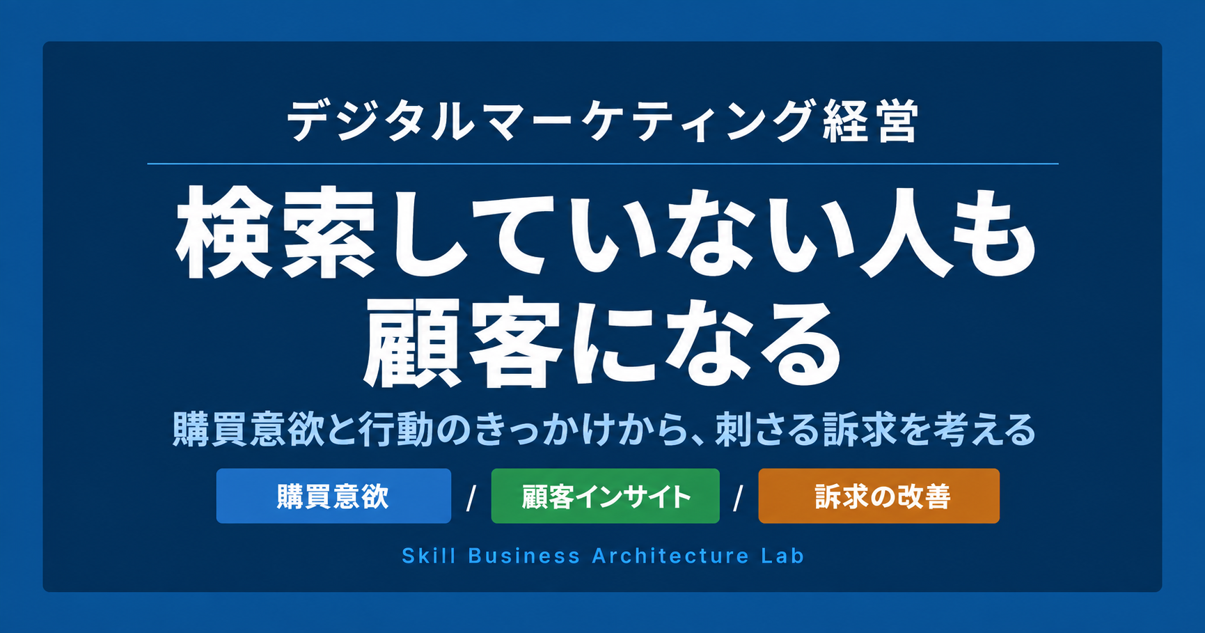 検索していない人が広告から問い合わせる一方、詳しく比較しても購入しない人がいるのはなぜか。購買段階と購入意欲の違いを住宅購入の例で図解。顧客の欲求や不安を捉え、検索広告・SEOで得た学びを広告やLPの訴求改善に生かす考え方を解説します。